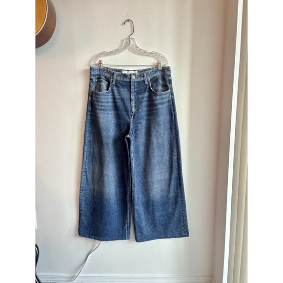 Rag & Bone Miramar Pants Terry Denim Print High Rise Wide Leg Women Size 32 - Picture 1 of 9